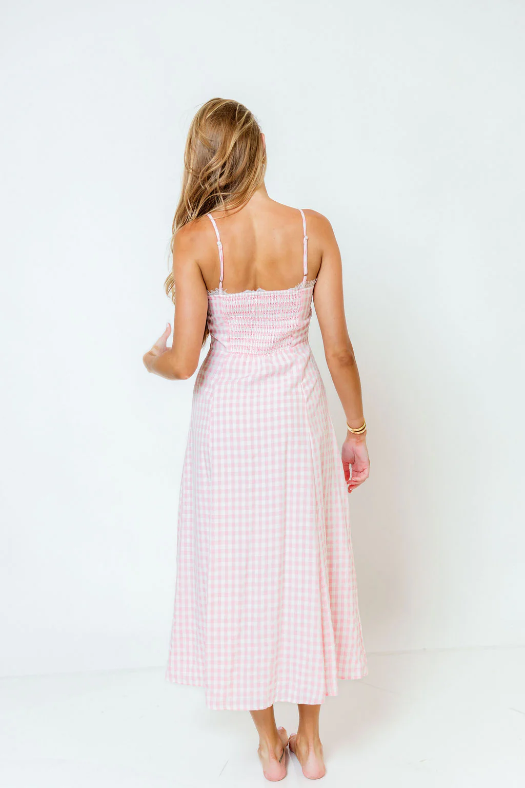 Isla Dress in Pink/White Check - Image 14