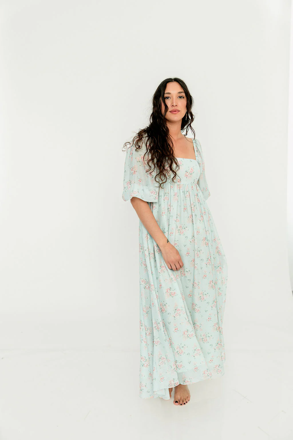 Mona Maxi Dress in Mint/Pink Floral - Bump Friendly - Image 10