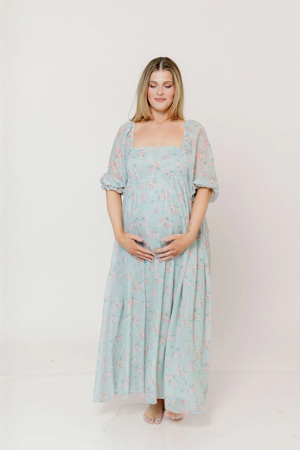 Mona Maxi Dress in Mint/Pink Floral - Bump Friendly - Image 21