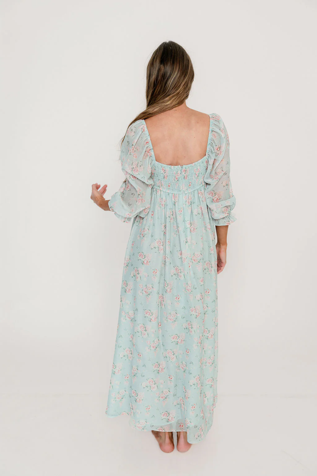 Mona Maxi Dress in Mint/Pink Floral - Bump Friendly - Image 6