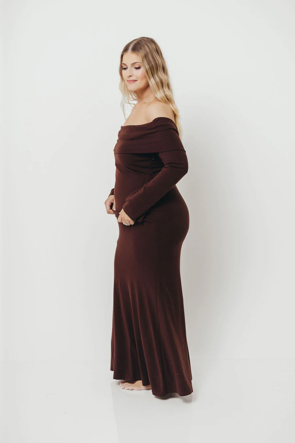 Monroe Maxi Dress with Long Sleeves in Chocolate Brown- Bump Friendly *Final Sale* - Image 21
