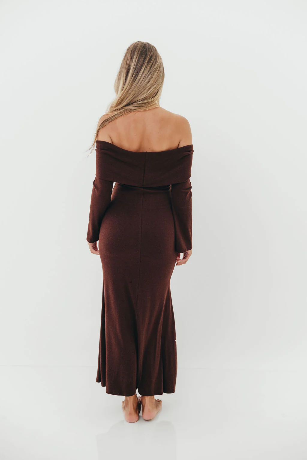 Monroe Maxi Dress with Long Sleeves in Chocolate Brown- Bump Friendly *Final Sale* - Image 8