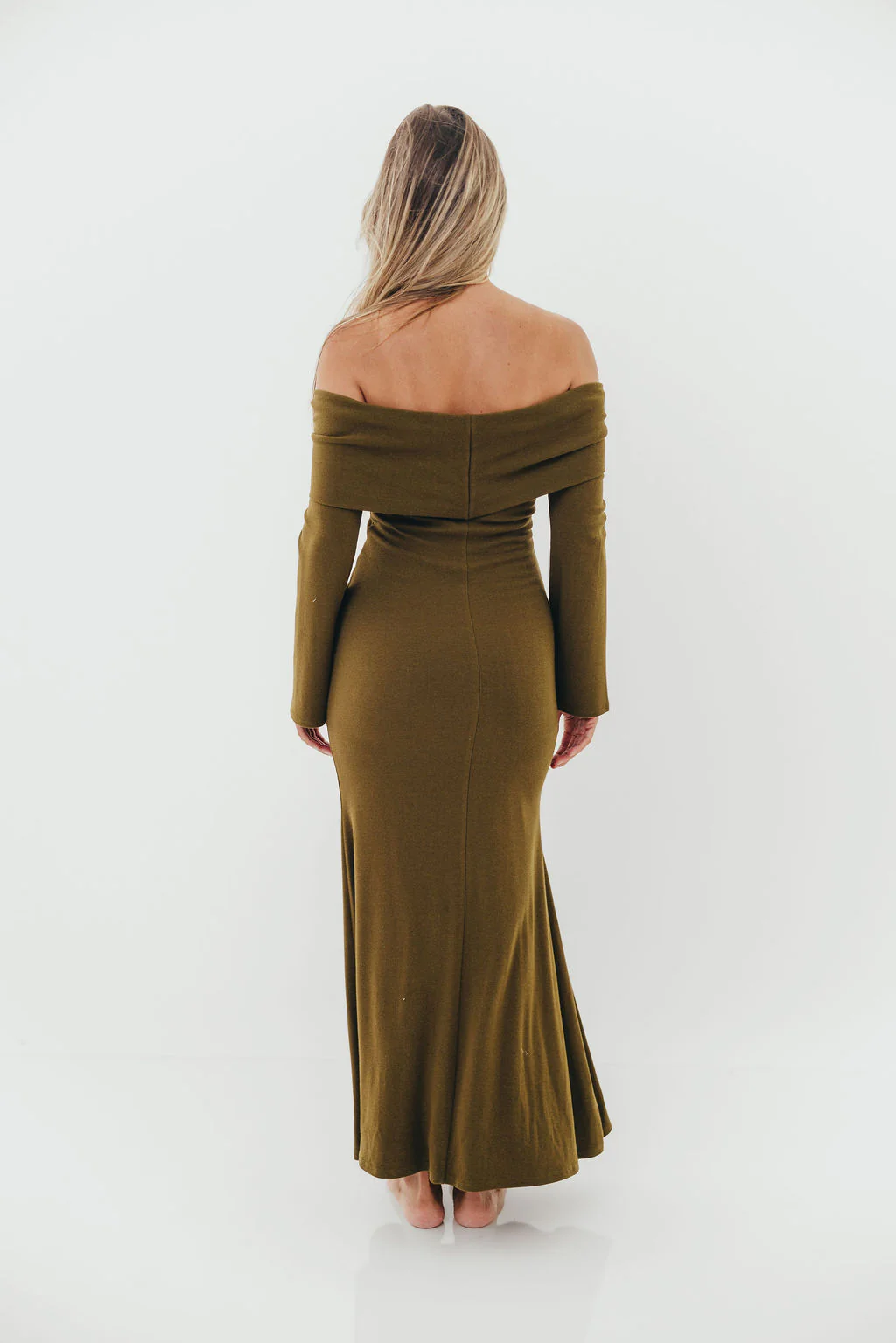 Monroe Maxi Dress with Long Sleeves in Olive Green- Bump Friendly *Final Sale* - Image 10