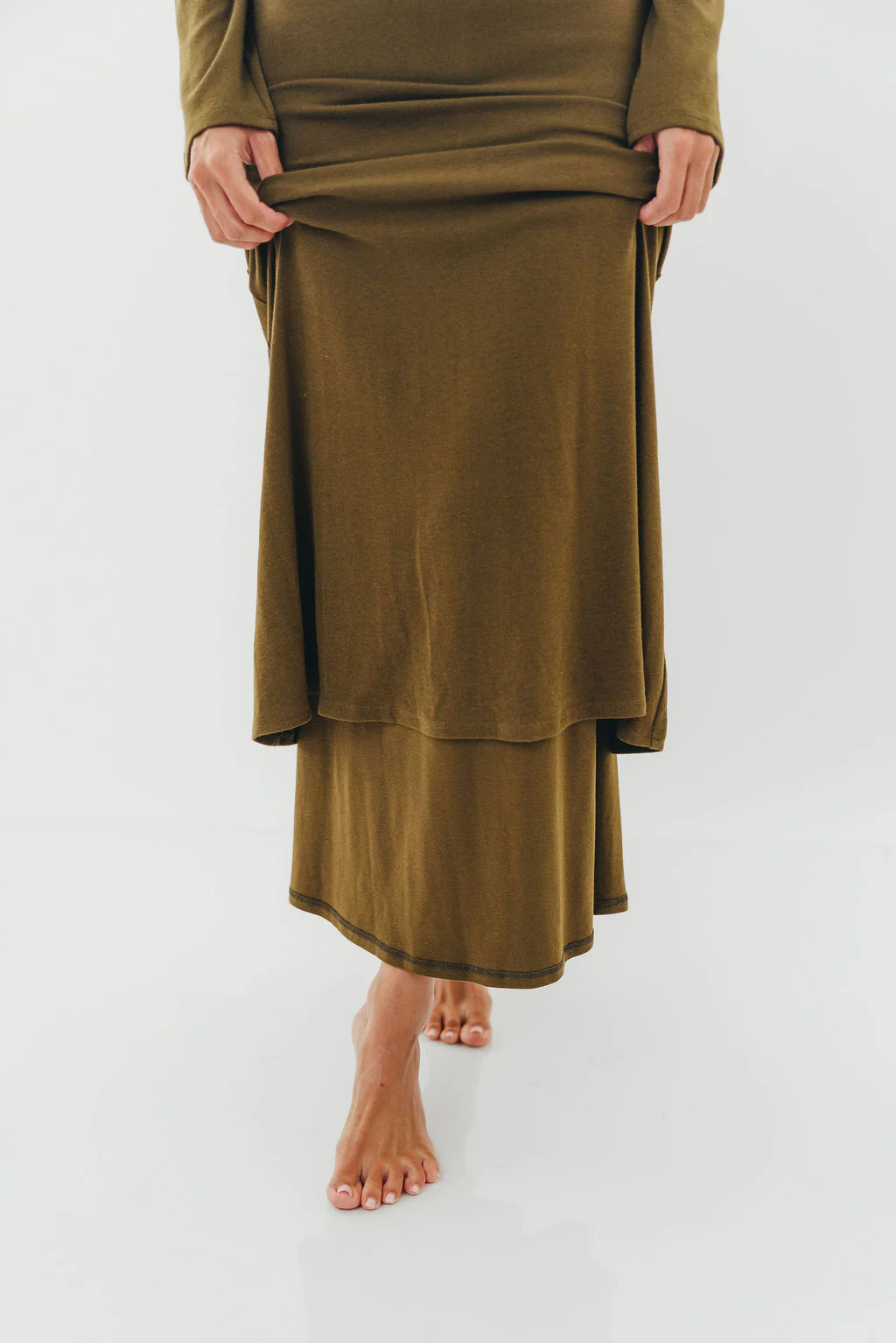 Monroe Maxi Dress with Long Sleeves in Olive Green- Bump Friendly *Final Sale* - Image 8