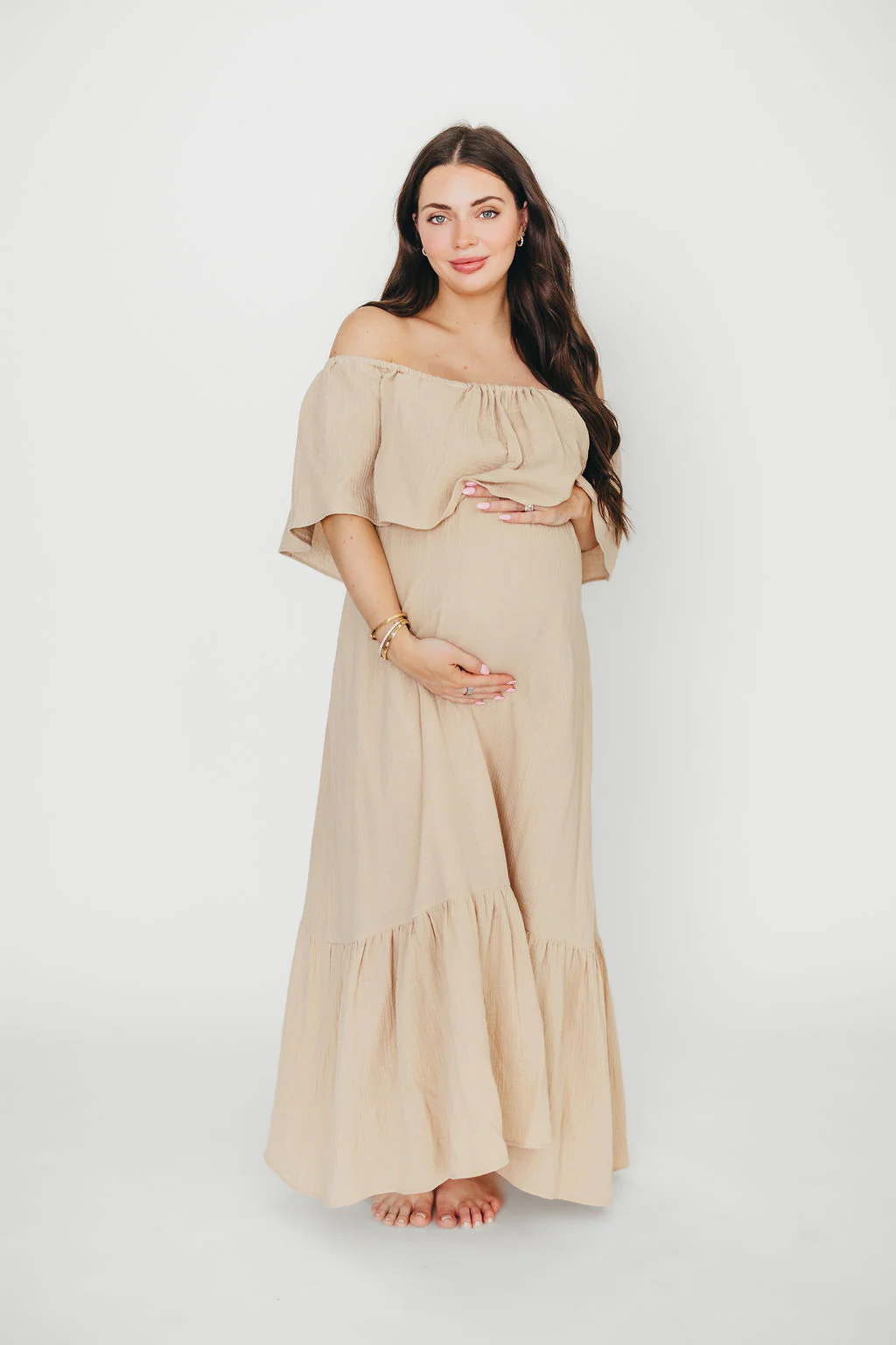 Josie 100% Cotton Maxi Dress in Beige (Lined) - Bump & Nursing Friendly *Final Sale* - Image 11