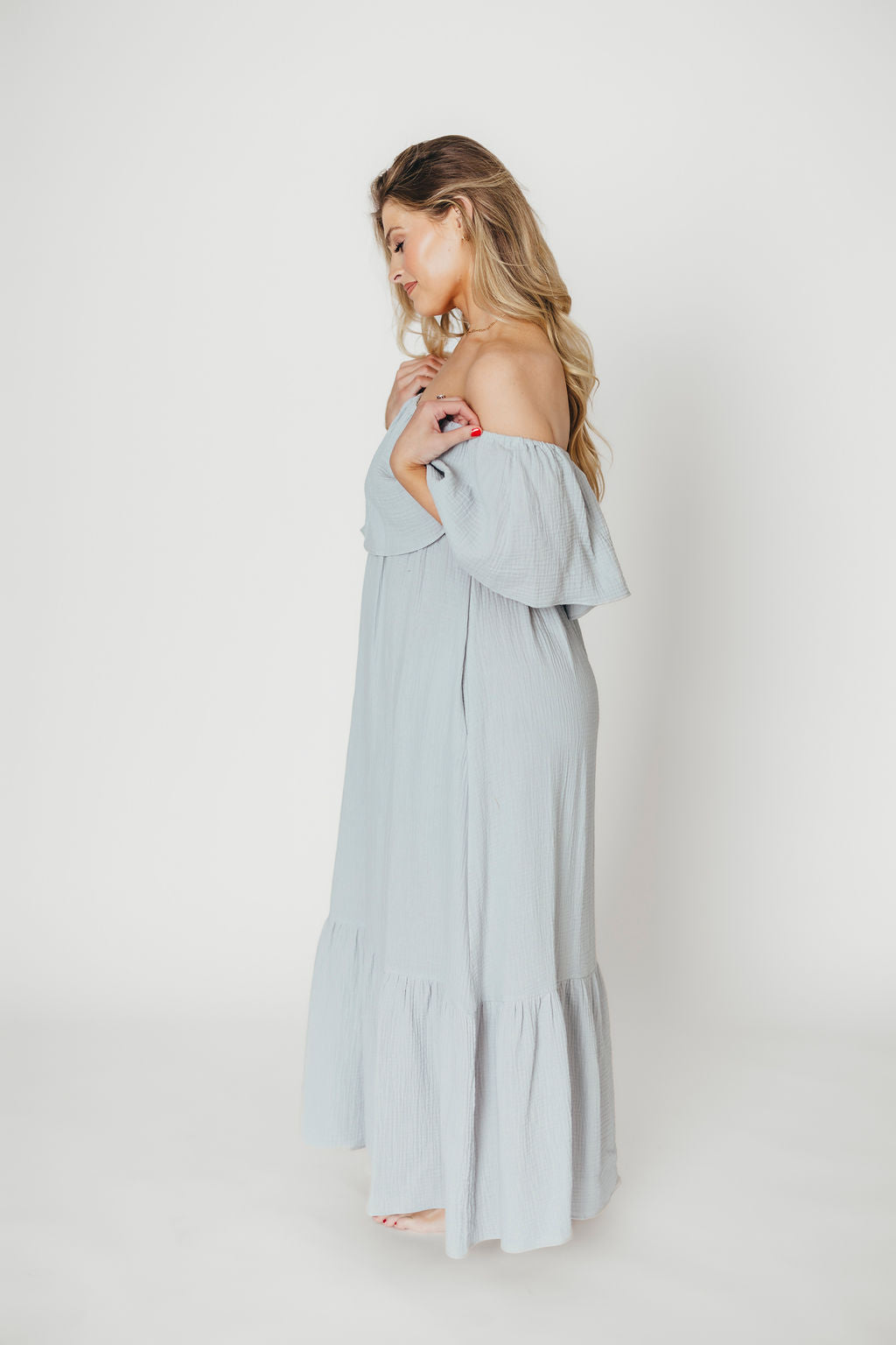 Josie 100% Cotton Maxi Dress in Cloud - Bump & Nursing Friendly - Image 11