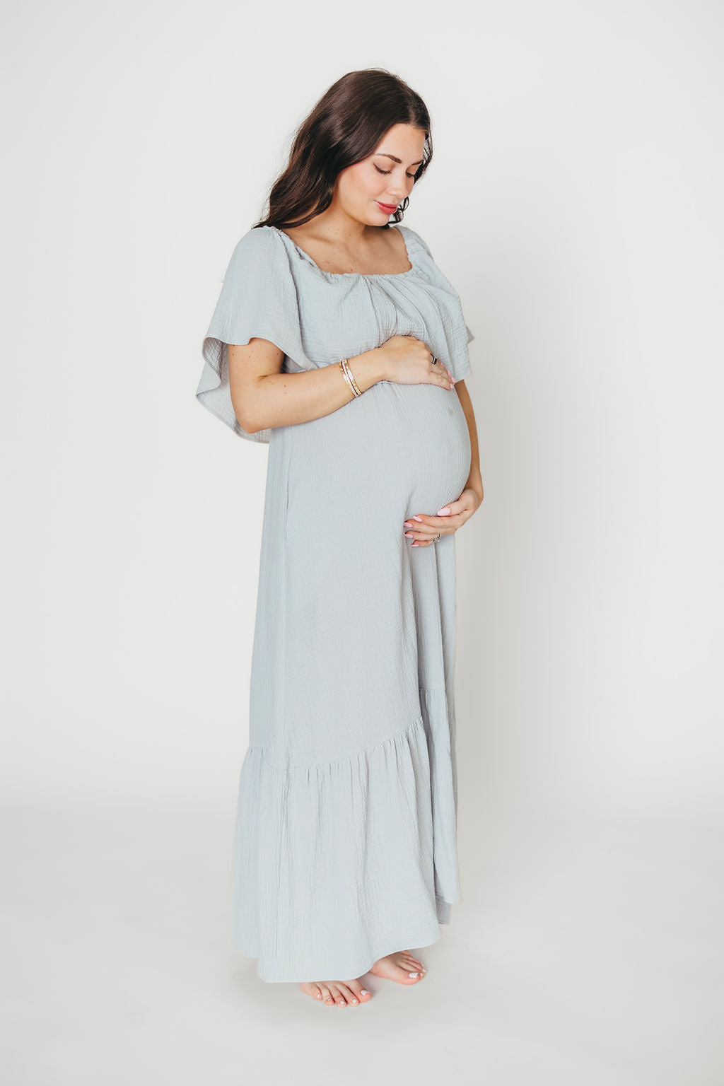 Josie 100% Cotton Maxi Dress in Cloud - Bump & Nursing Friendly - Image 12