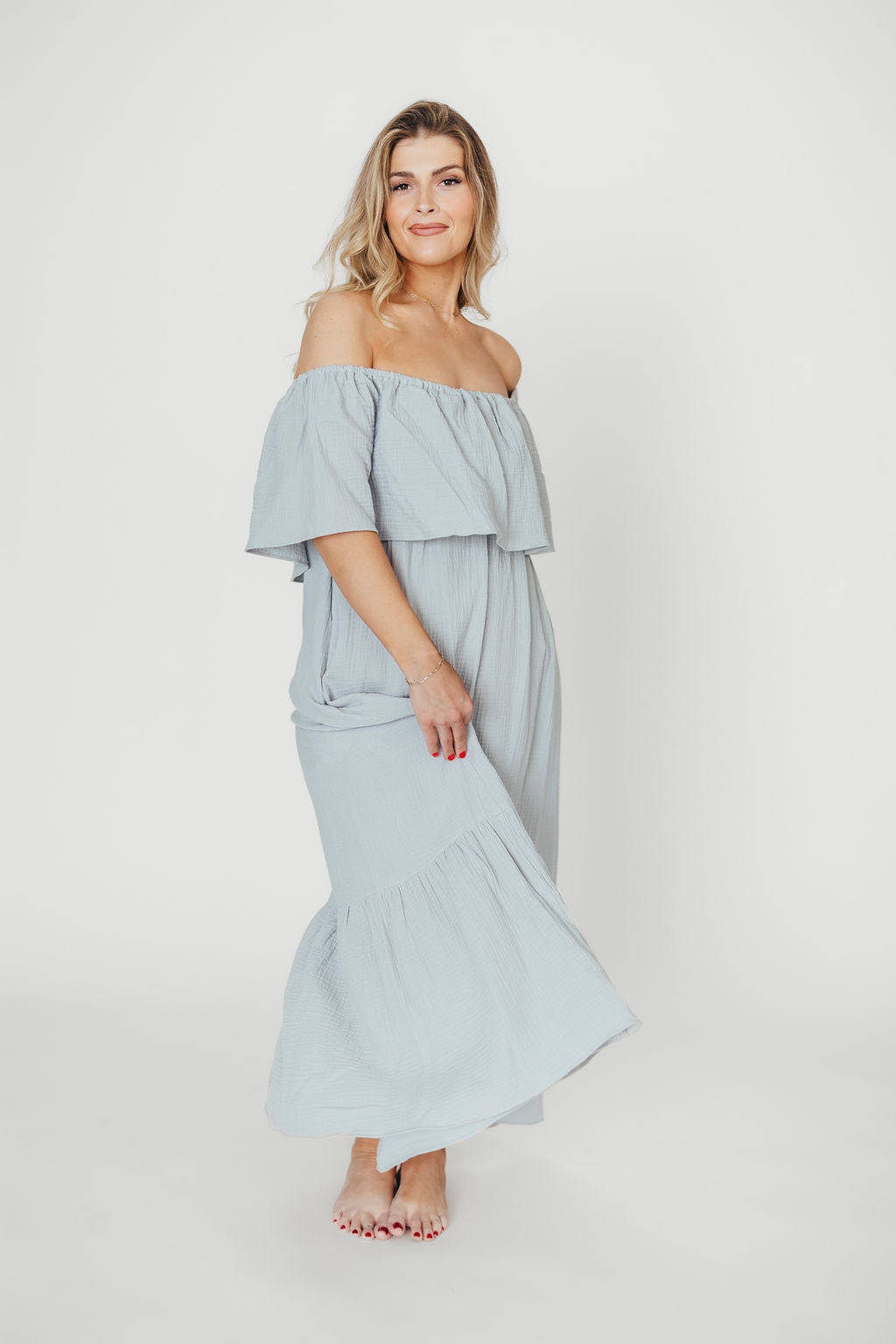 Josie 100% Cotton Maxi Dress in Cloud - Bump & Nursing Friendly - Image 15