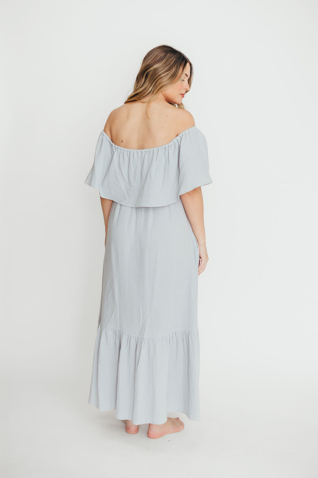 Josie 100% Cotton Maxi Dress in Cloud - Bump & Nursing Friendly - Image 30