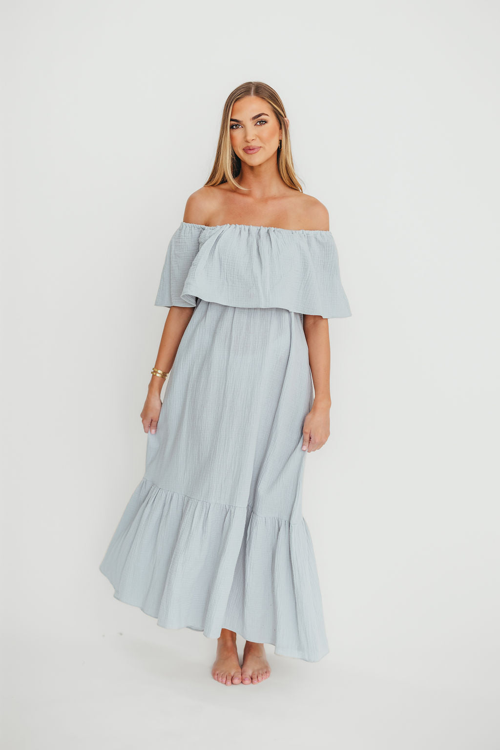 Josie 100% Cotton Maxi Dress in Cloud - Bump & Nursing Friendly - Image 4