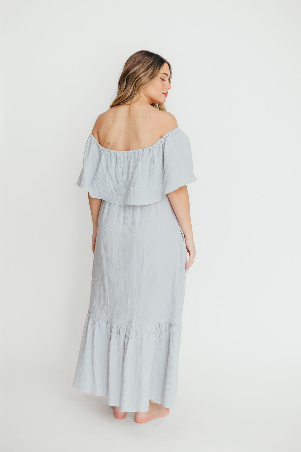 Josie 100% Cotton Maxi Dress in Cloud - Bump & Nursing Friendly - Image 8