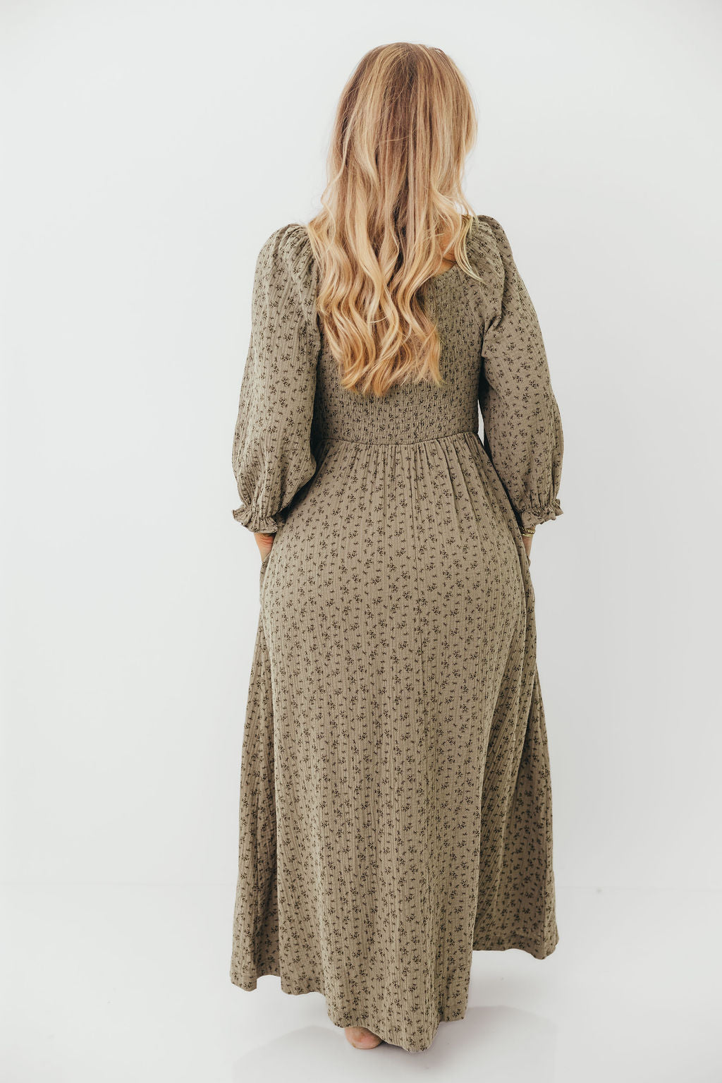 Cecilia 100% Cotton Maxi Dress in Olive Foliage - Image 10