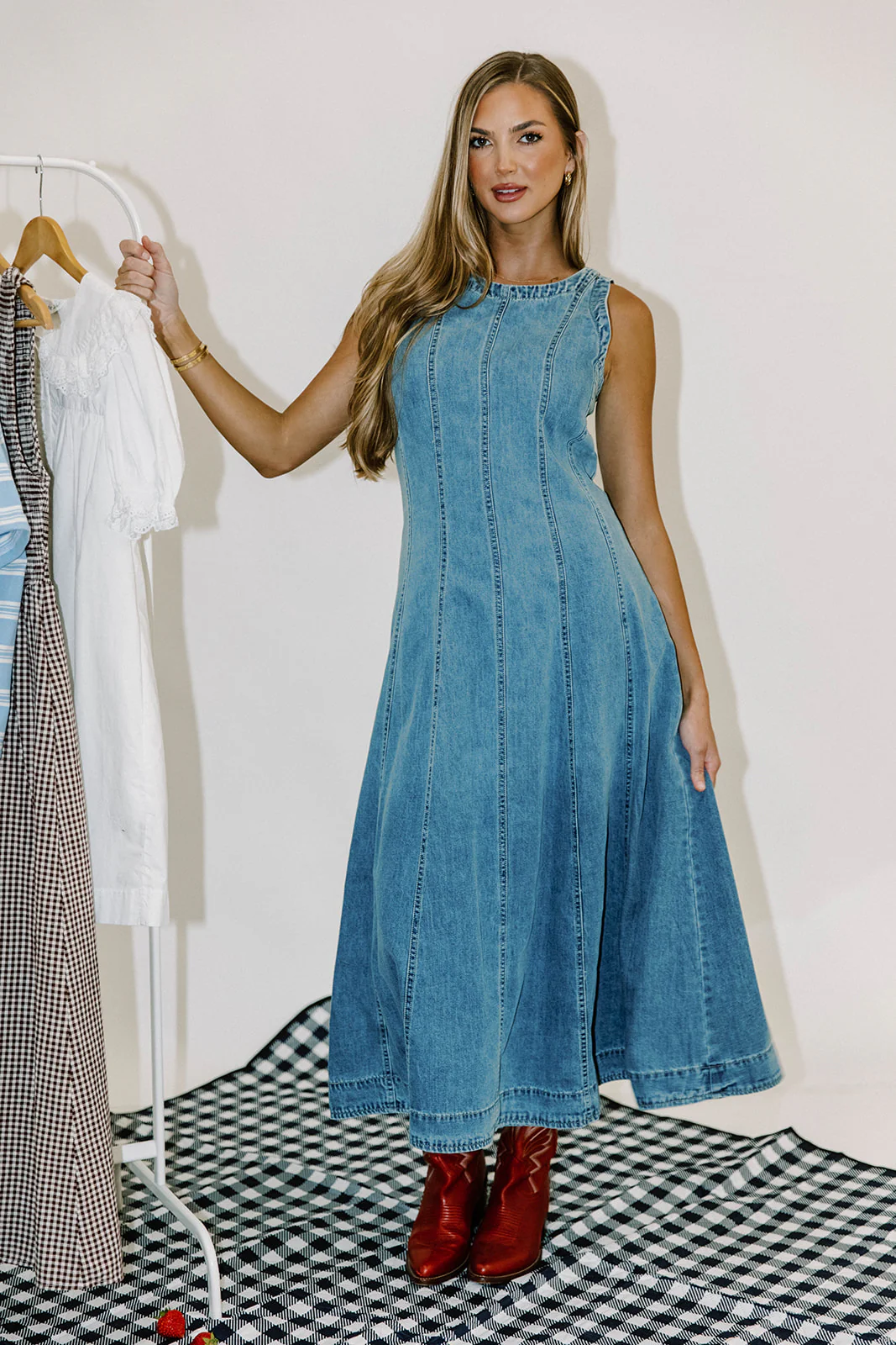 Murphy Denim Midi Dress in Light Blue - Image 5