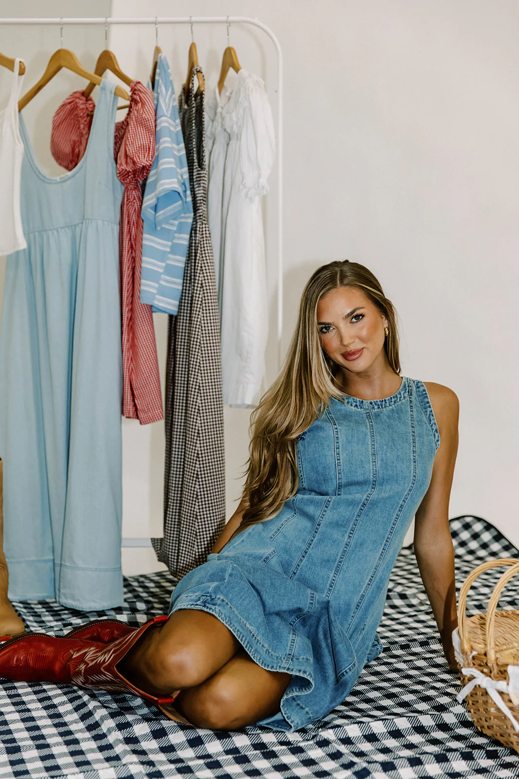 Murphy Denim Midi Dress in Light Blue - Image 8
