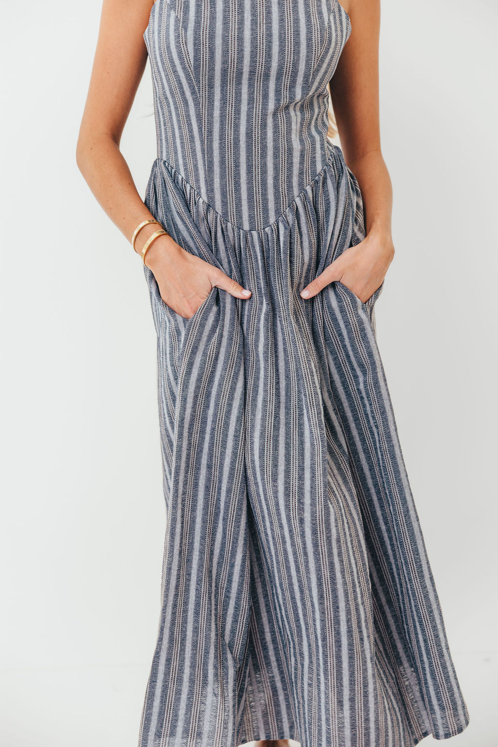 Nantucket 100% Cotton Midi Dress in Harborline - Image 7