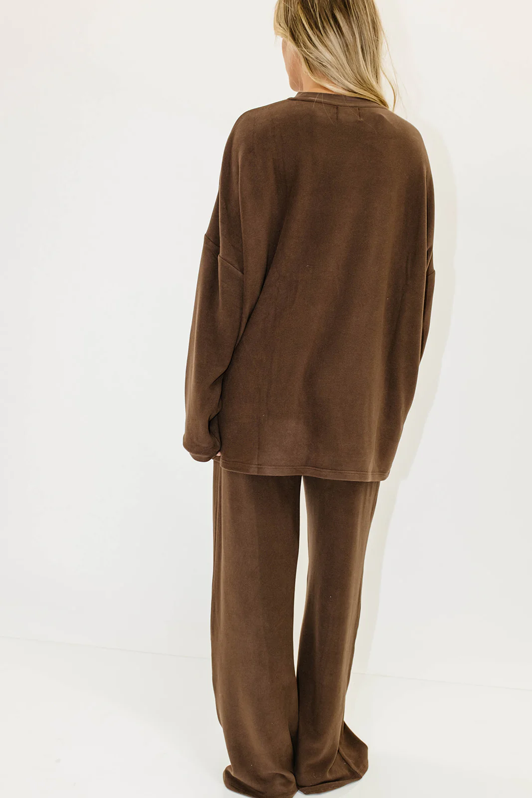 Naomi Oversized Fleece Long Sleeve Top in Chestnut - Image 8