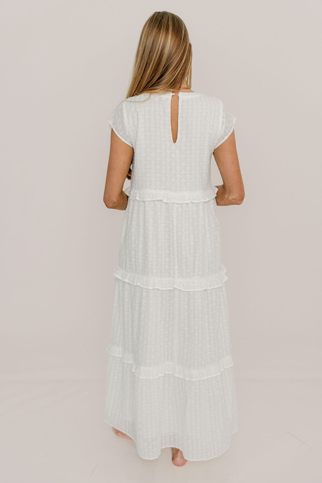 Helen Ruffle Tiered Maxi Dress in Off-White - Image 9