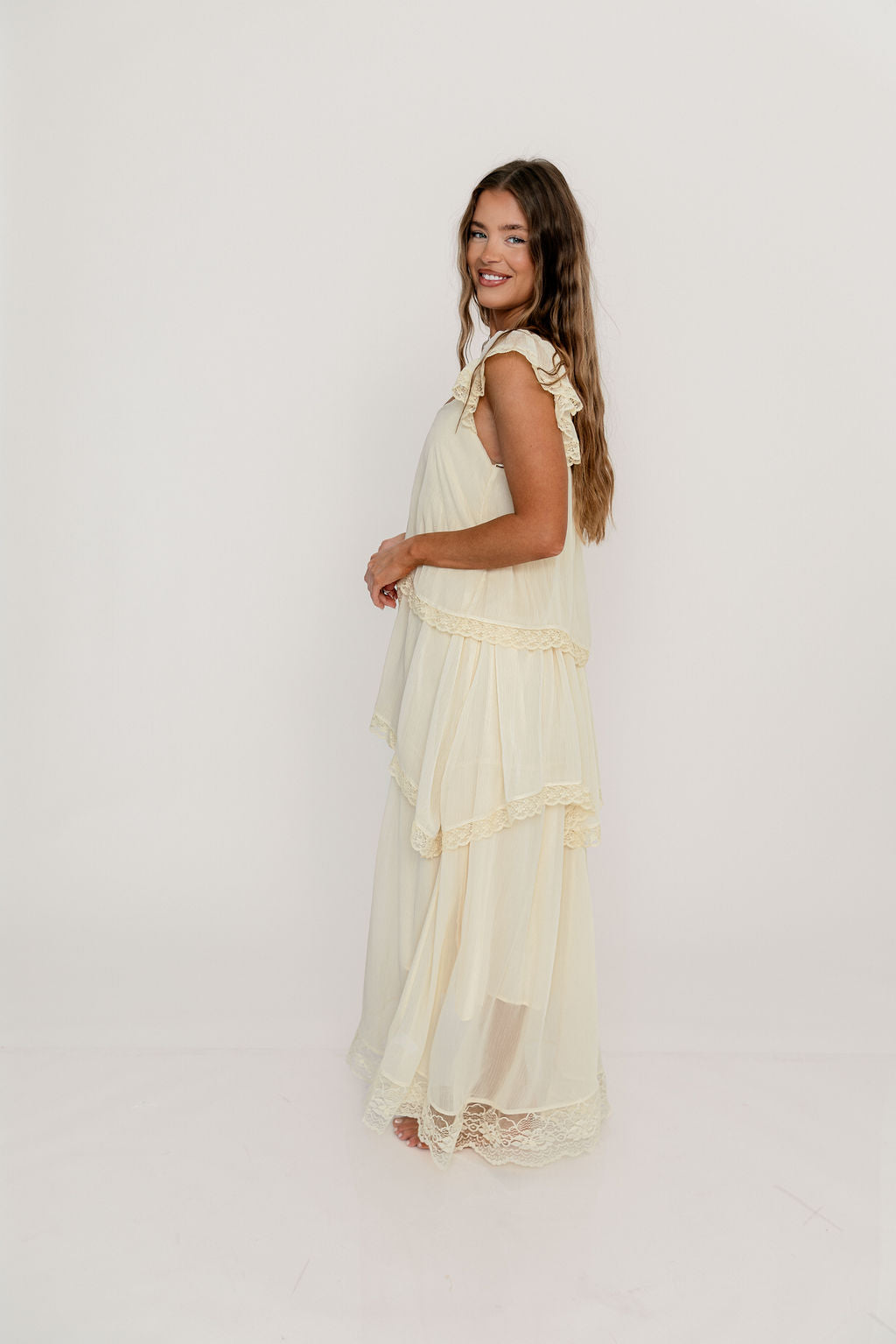 Nicola Maxi Dress in Light Beige - Image 4