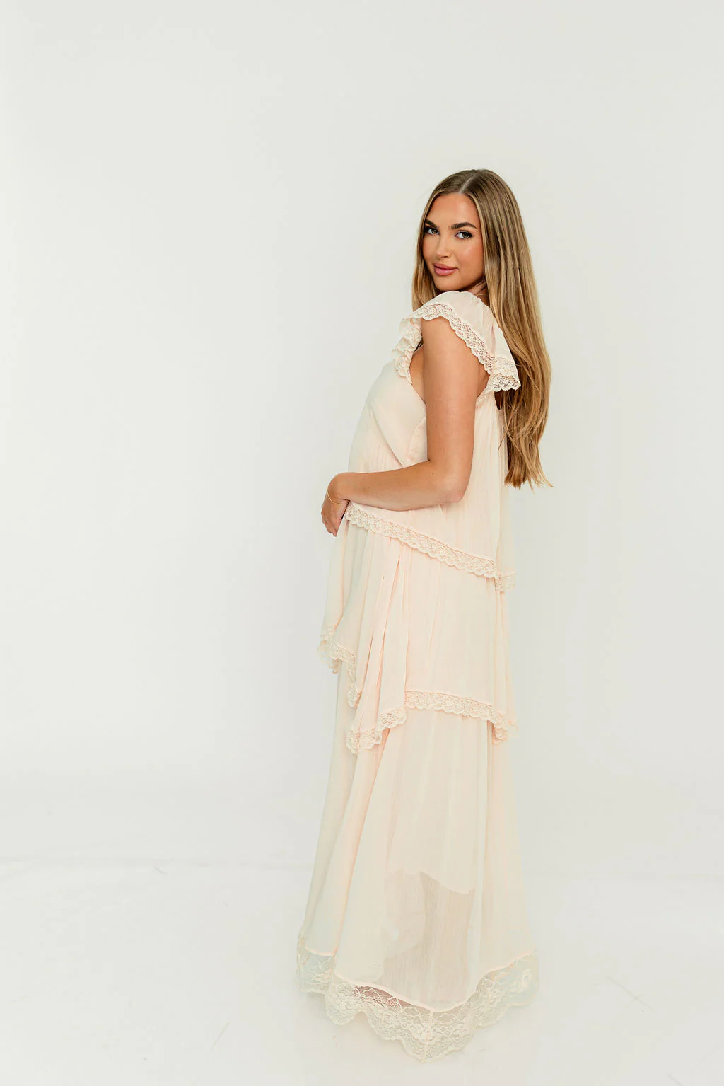 Nicola Maxi Dress in Pale Pink - Image 16