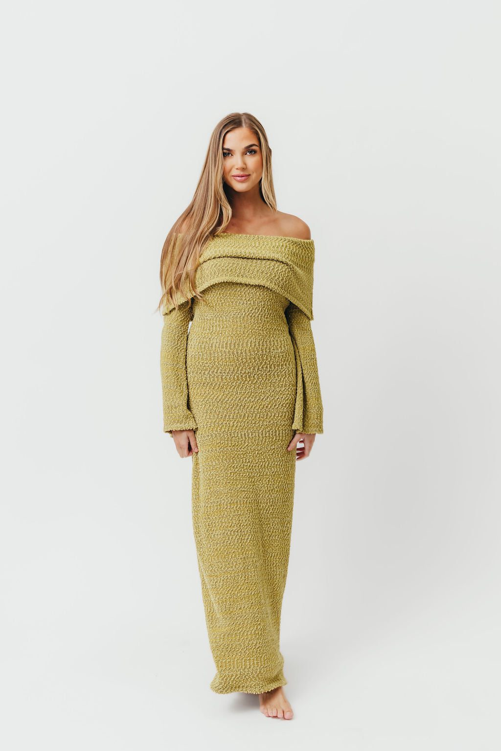 Nora Knit Maxi Dress in Dusty Lime - Bump Friendly *Final Sale* - Image 6