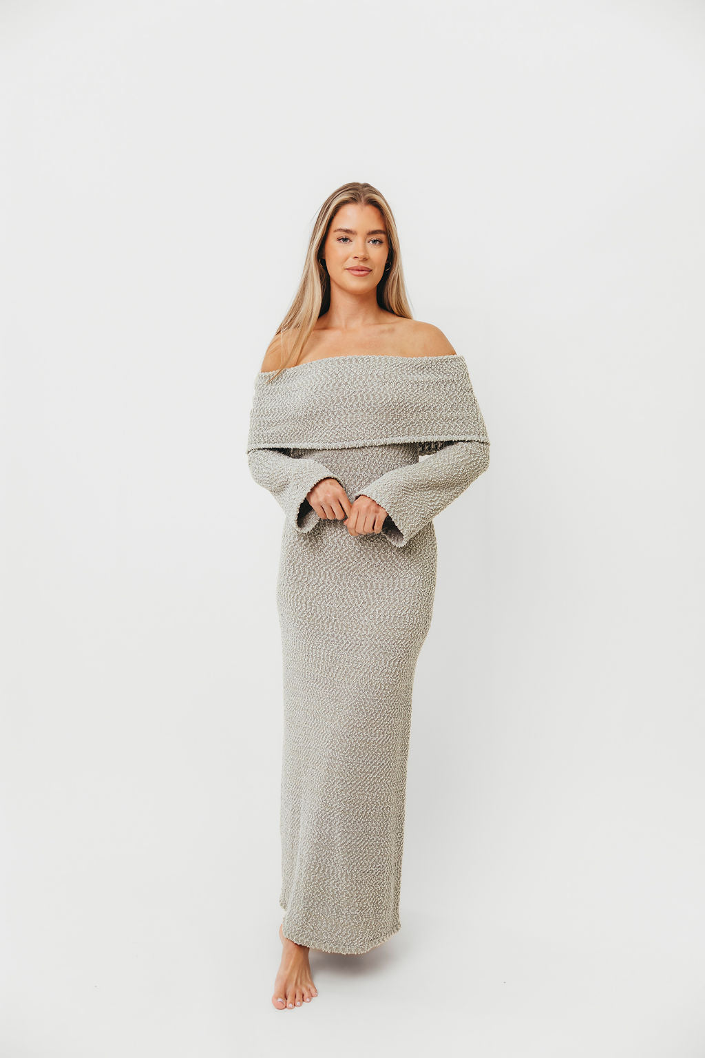 Nora Knit Maxi Dress in Dusty Sage - Bump Friendly - Image 3