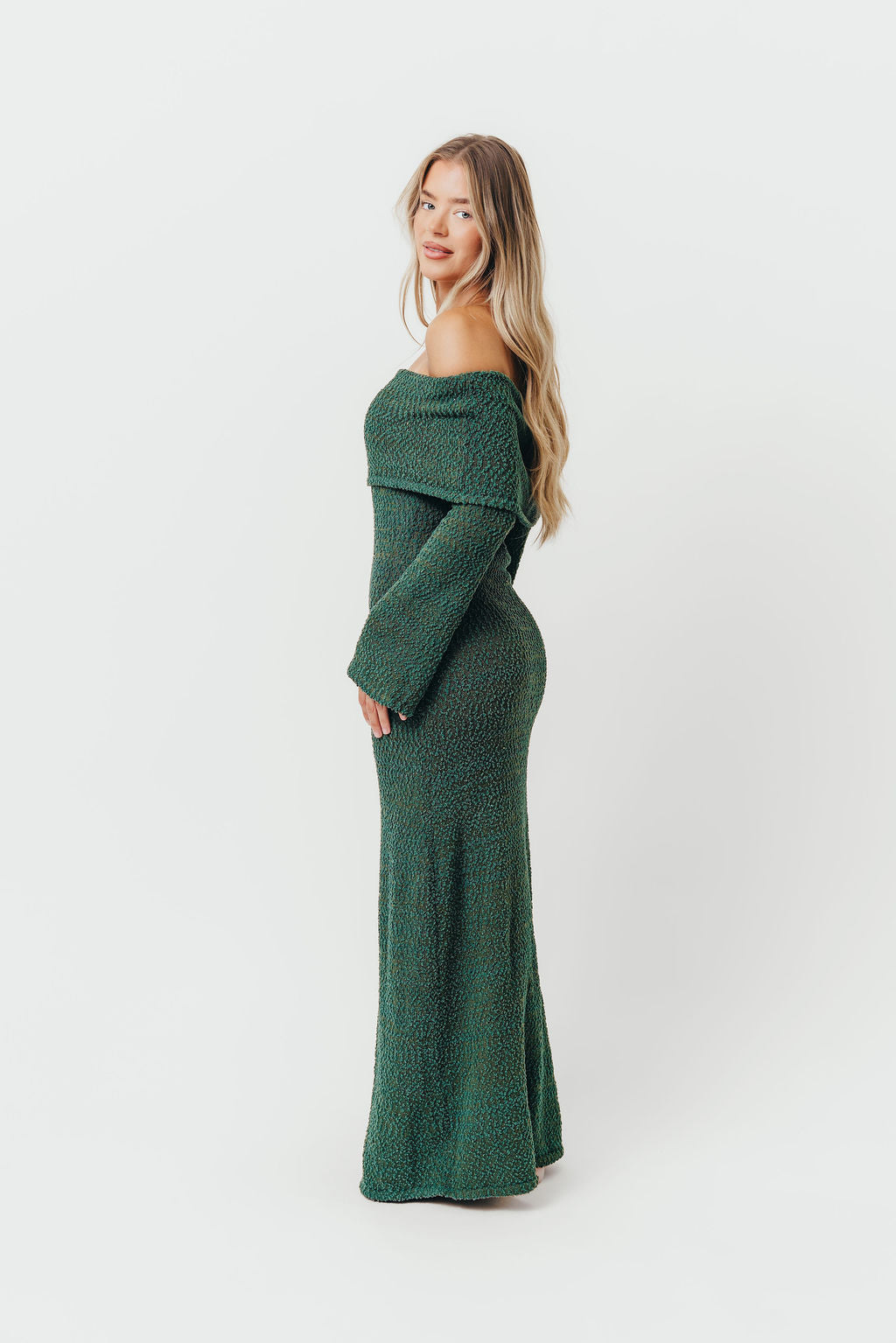 Nora Knit Maxi Dress in Hunter Green - Bump Friendly - Image 2