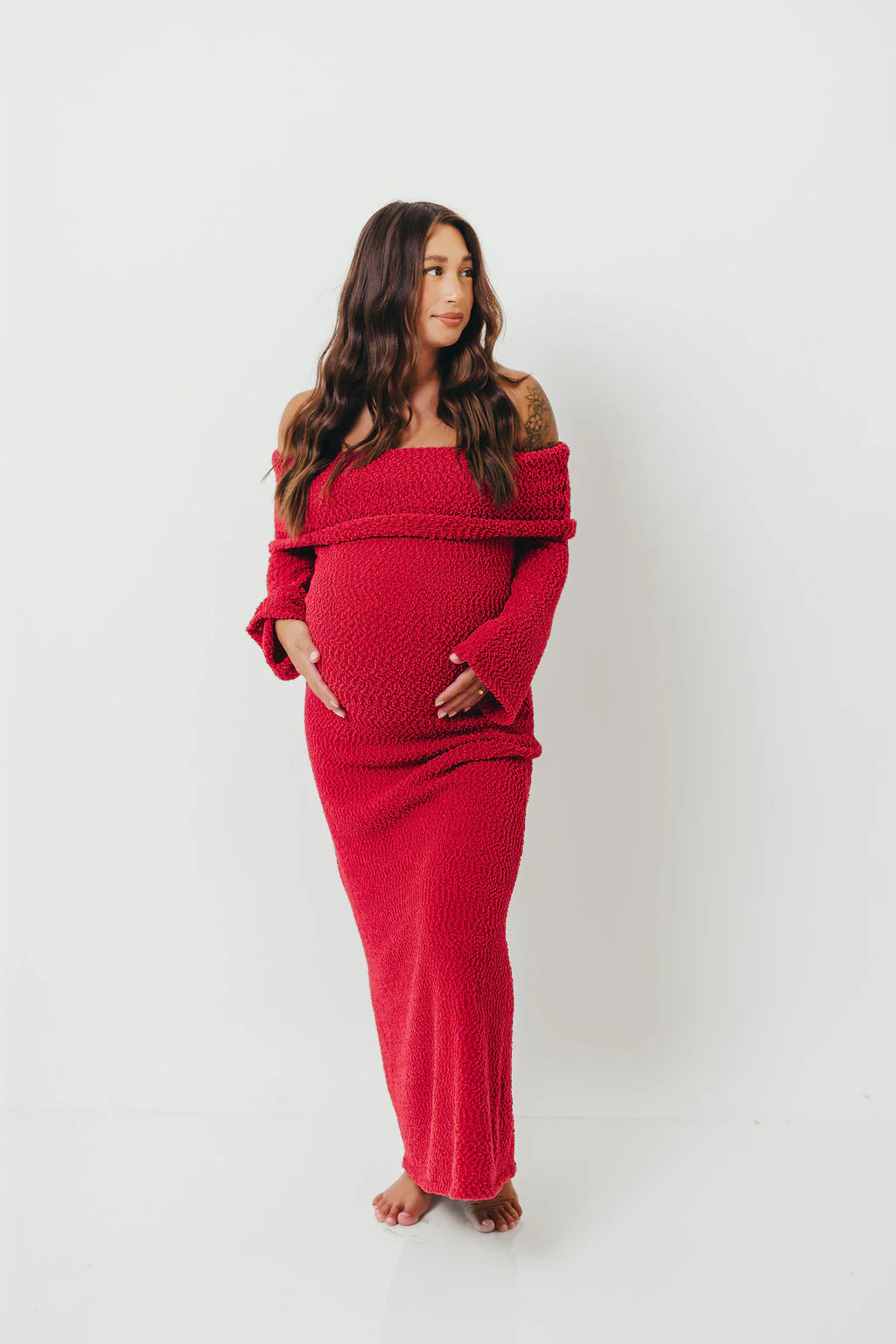 Nora Knit Maxi Dress in Muted Red - Bump Friendly *Final Sale* - Image 3