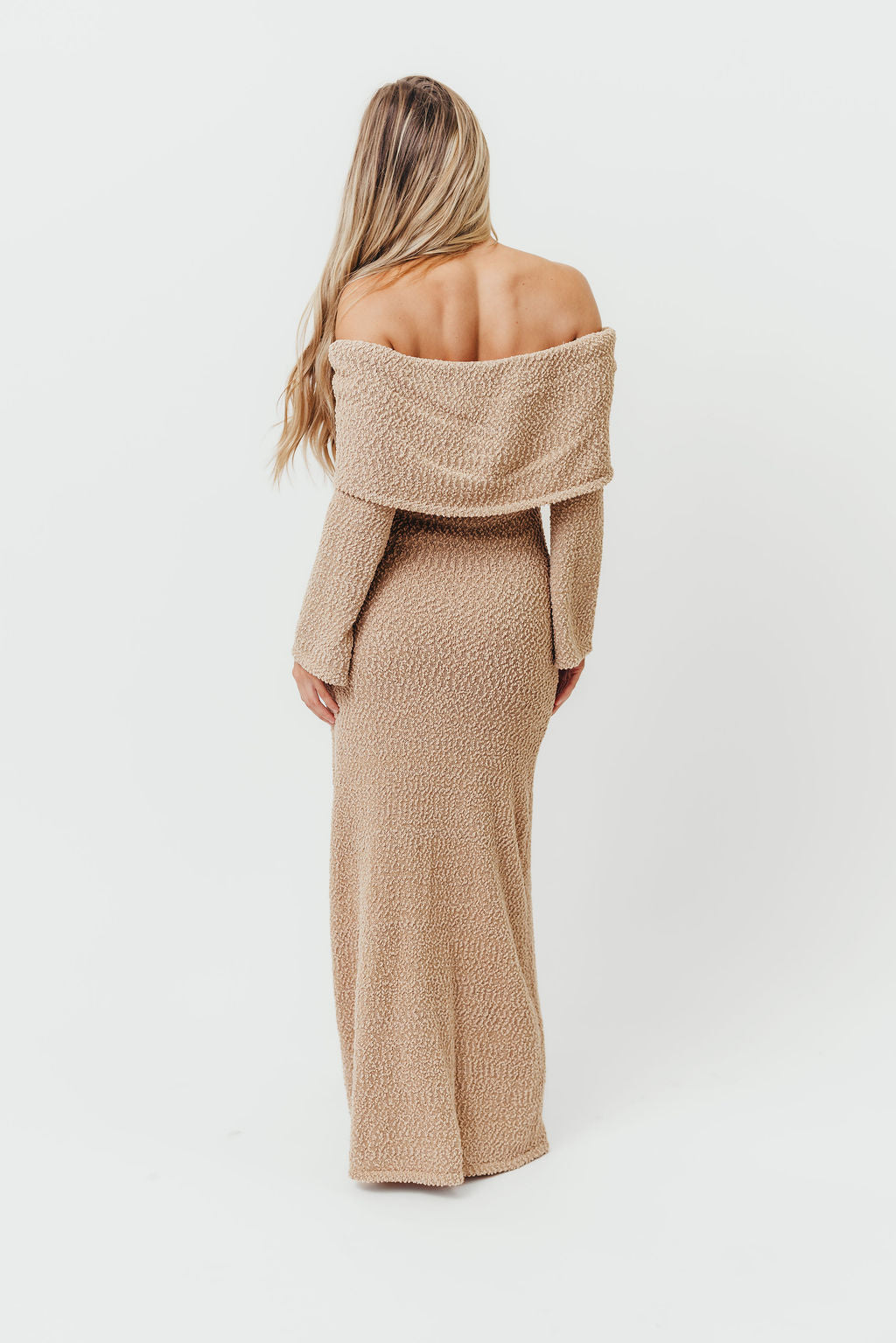 Nora Knit Maxi Dress in Tan - Bump Friendly - Image 6