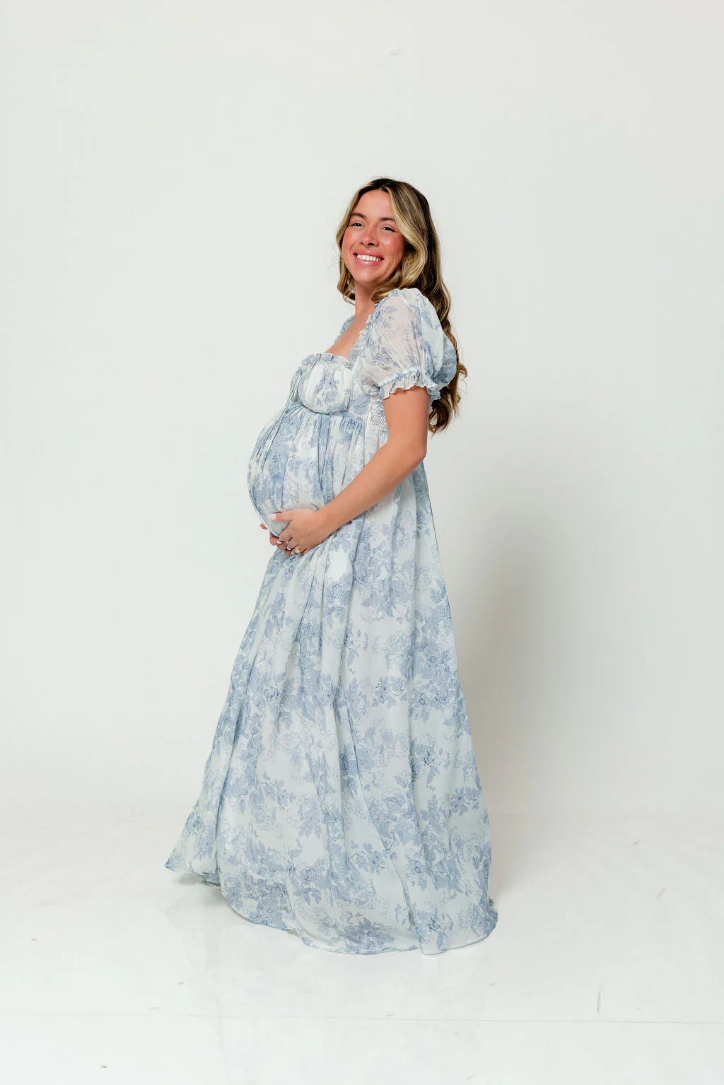 Olivia Maxi Dress in Blue Floral - Bump Friendly - Image 4