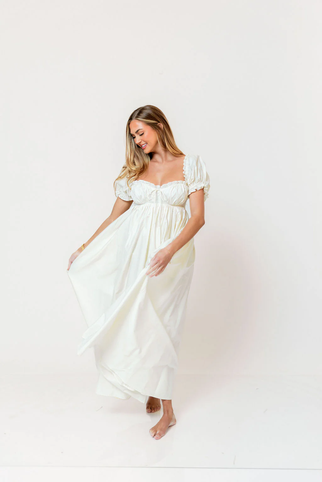 Olivia 100% Cotton Maxi Dress in Cream - Bump Friendly - Image 30
