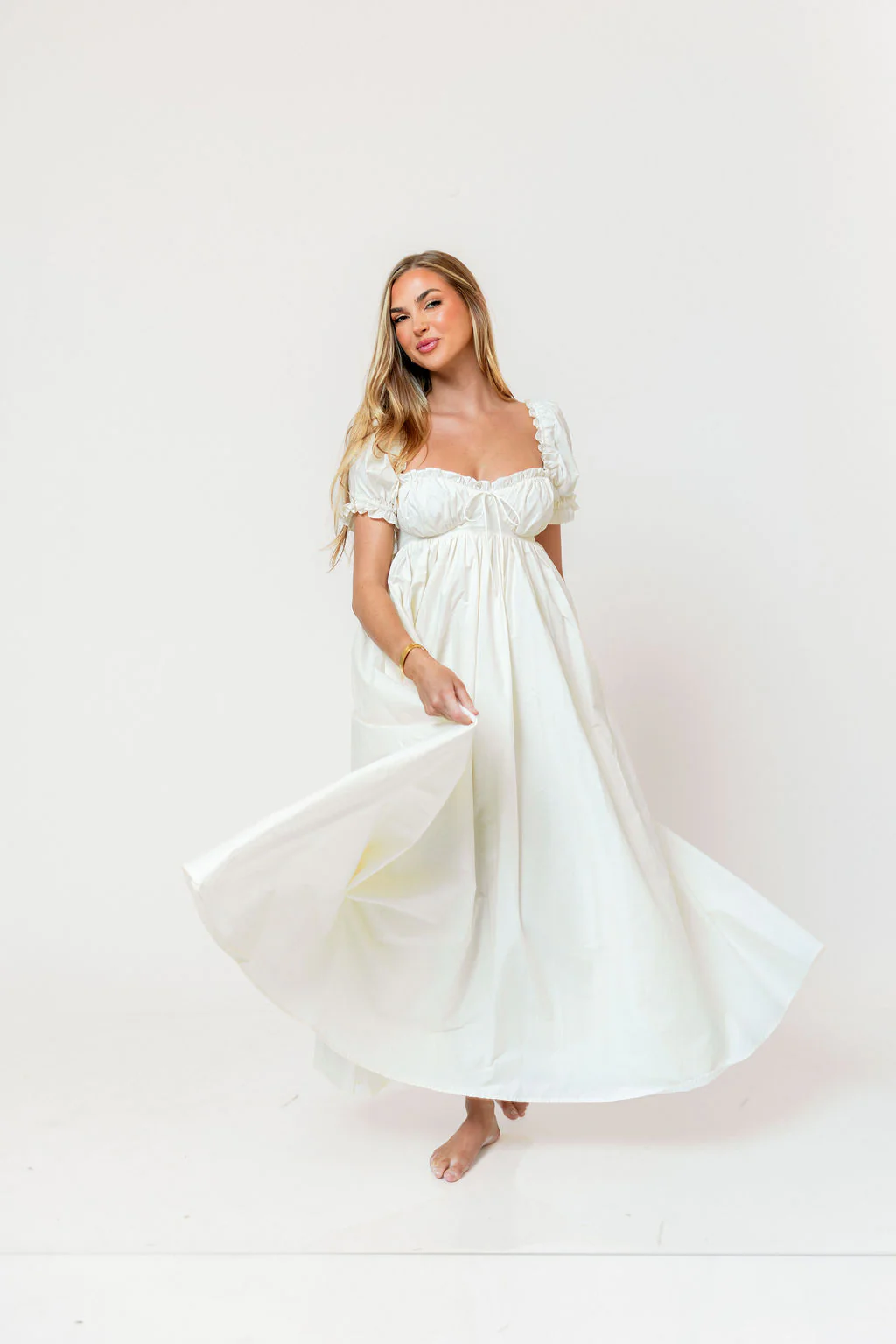 Olivia 100% Cotton Maxi Dress in Cream - Bump Friendly - Image 31