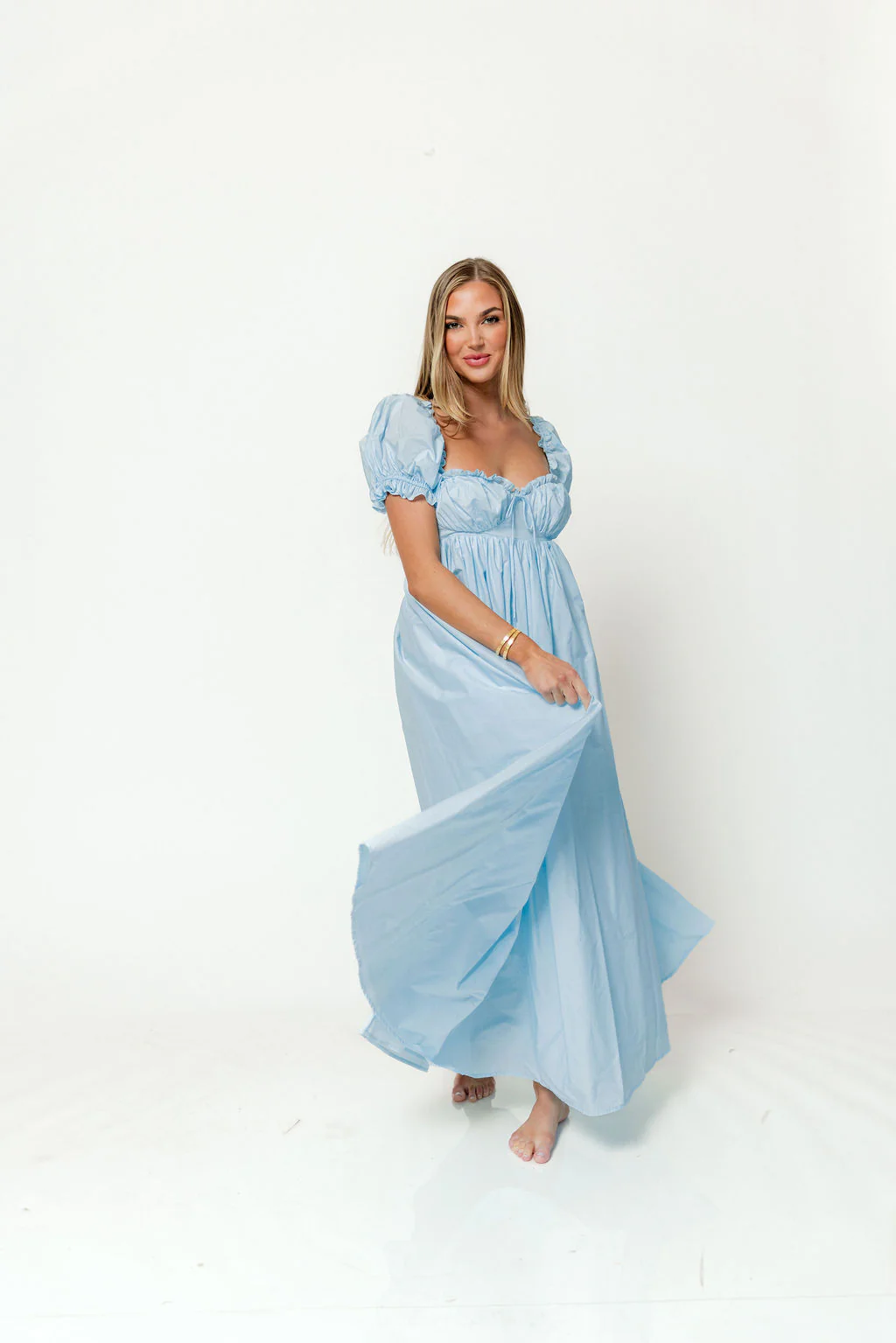 Olivia 100% Cotton Maxi Dress in Light Blue - Bump Friendly - Image 6