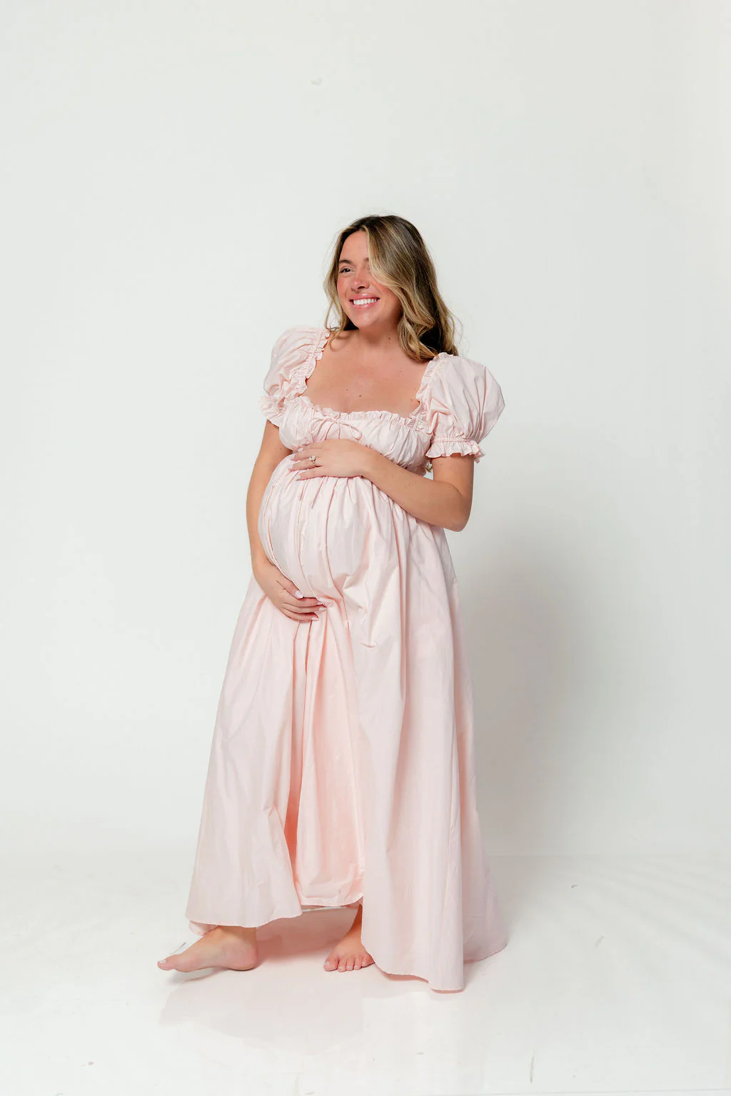 Olivia 100% Cotton Maxi Dress in Pale Pink - Bump Friendly - Image 16