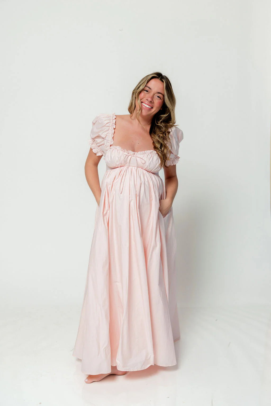 Olivia 100% Cotton Maxi Dress in Pale Pink - Bump Friendly - Image 18