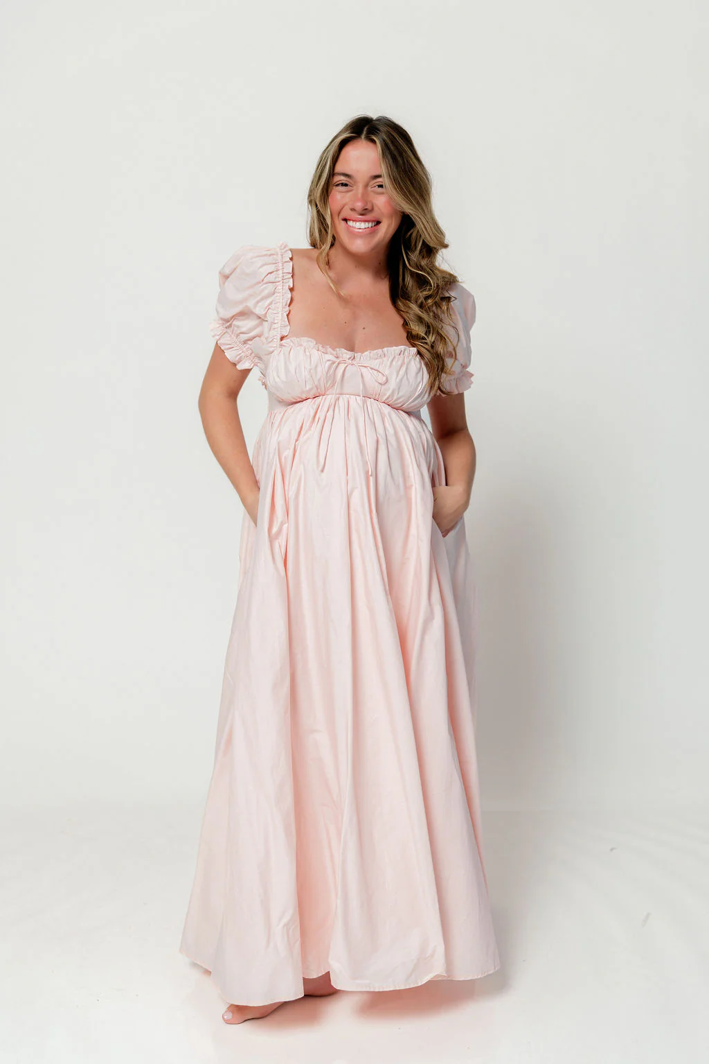 Olivia 100% Cotton Maxi Dress in Pale Pink - Bump Friendly - Image 19