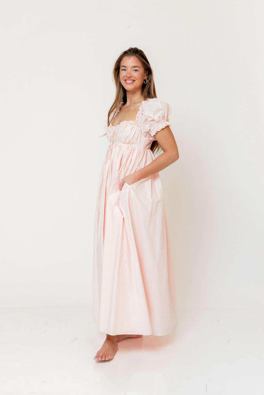 Olivia 100% Cotton Maxi Dress in Pale Pink - Bump Friendly - Image 26