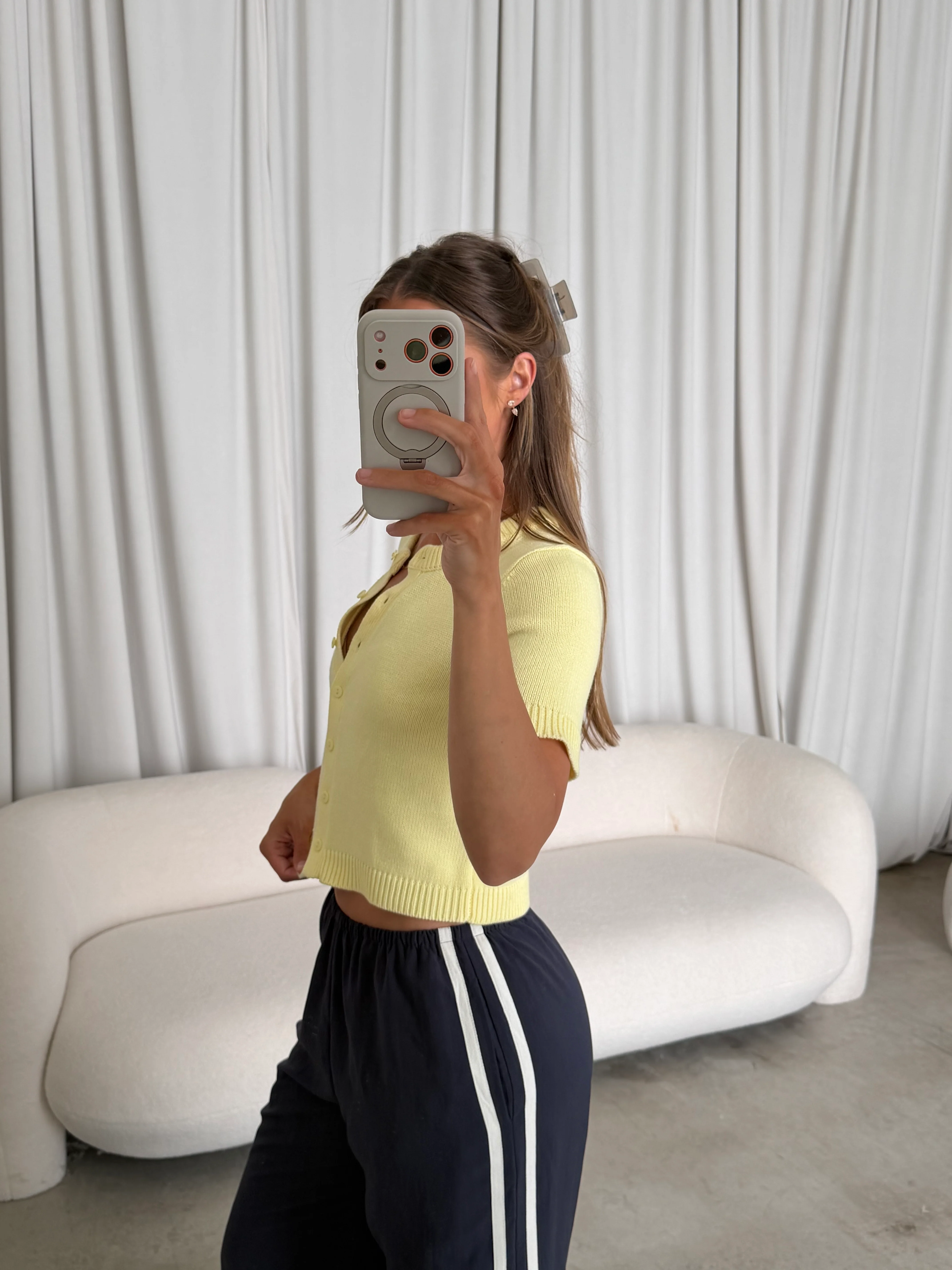 Payton Short Sleeve Knit Top in Butter - Image 3