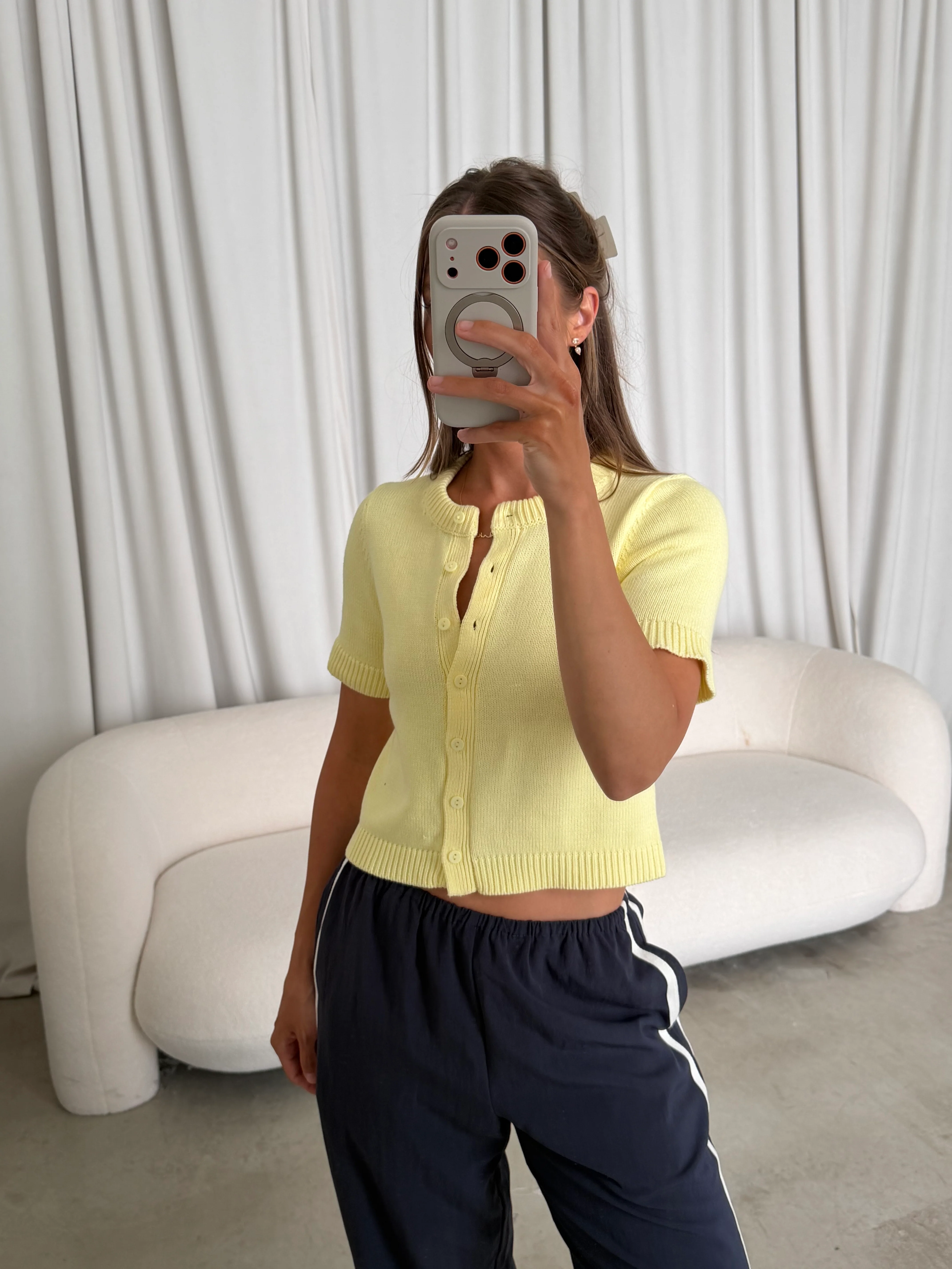 Payton Short Sleeve Knit Top in Butter - Image 5