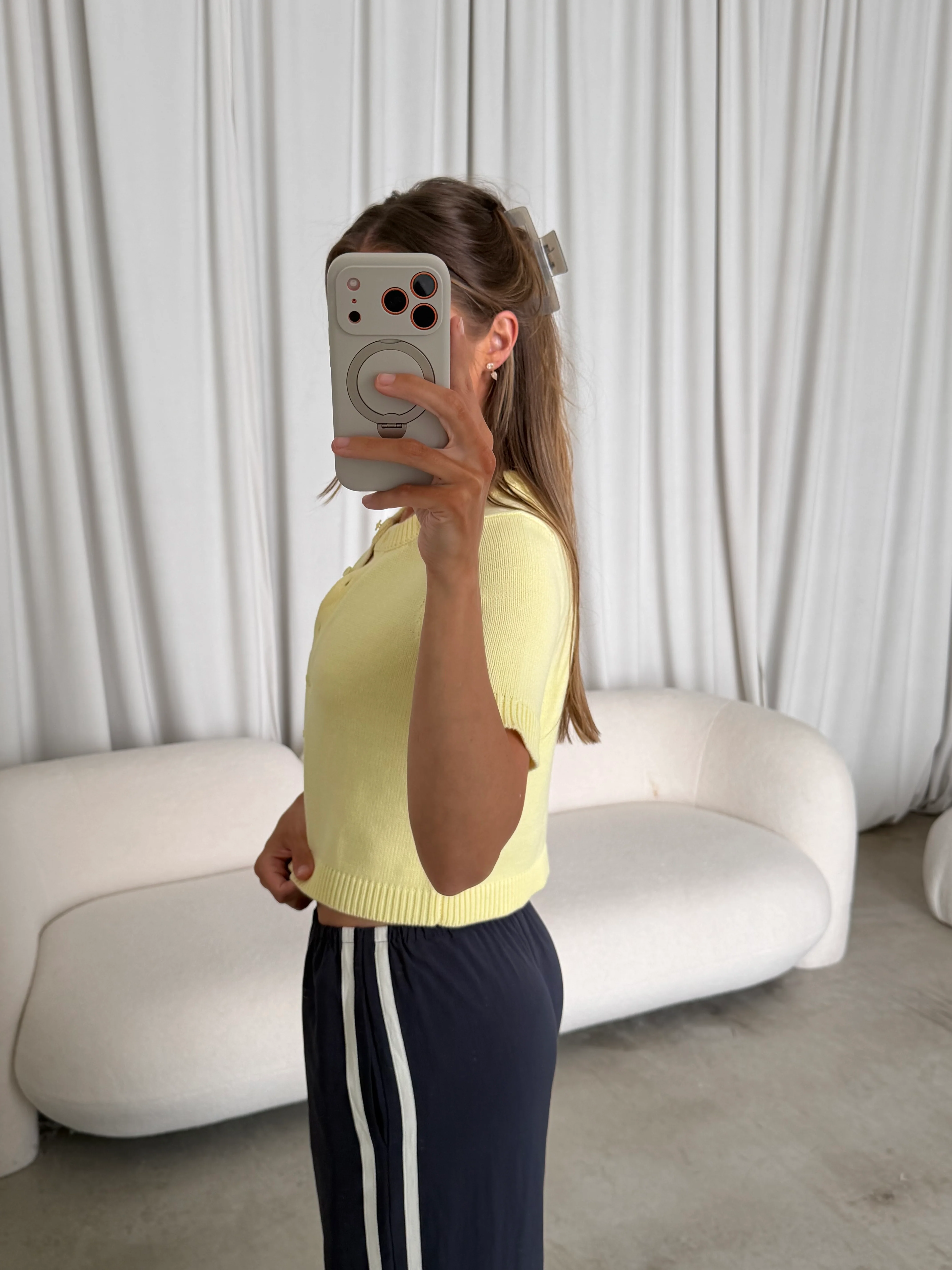 Payton Short Sleeve Knit Top in Butter - Image 6