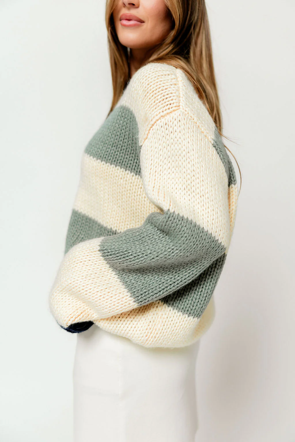Petey Wide Stripe Sweater in Navy/Sage *Final Sale* - Image 5