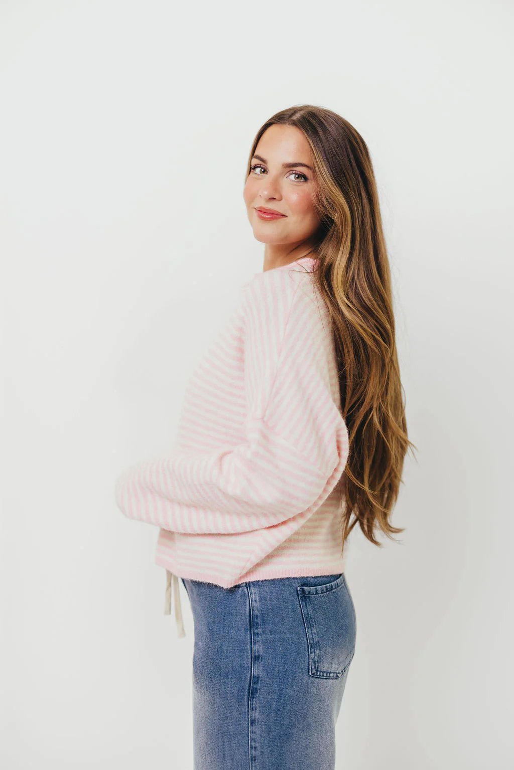 Piper Mini Stripes Cardigan in Pink - Image 10