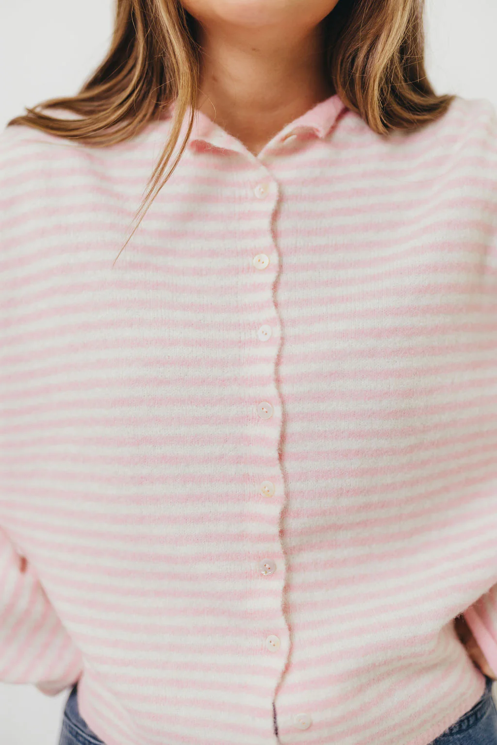 Piper Mini Stripes Cardigan in Pink - Image 11
