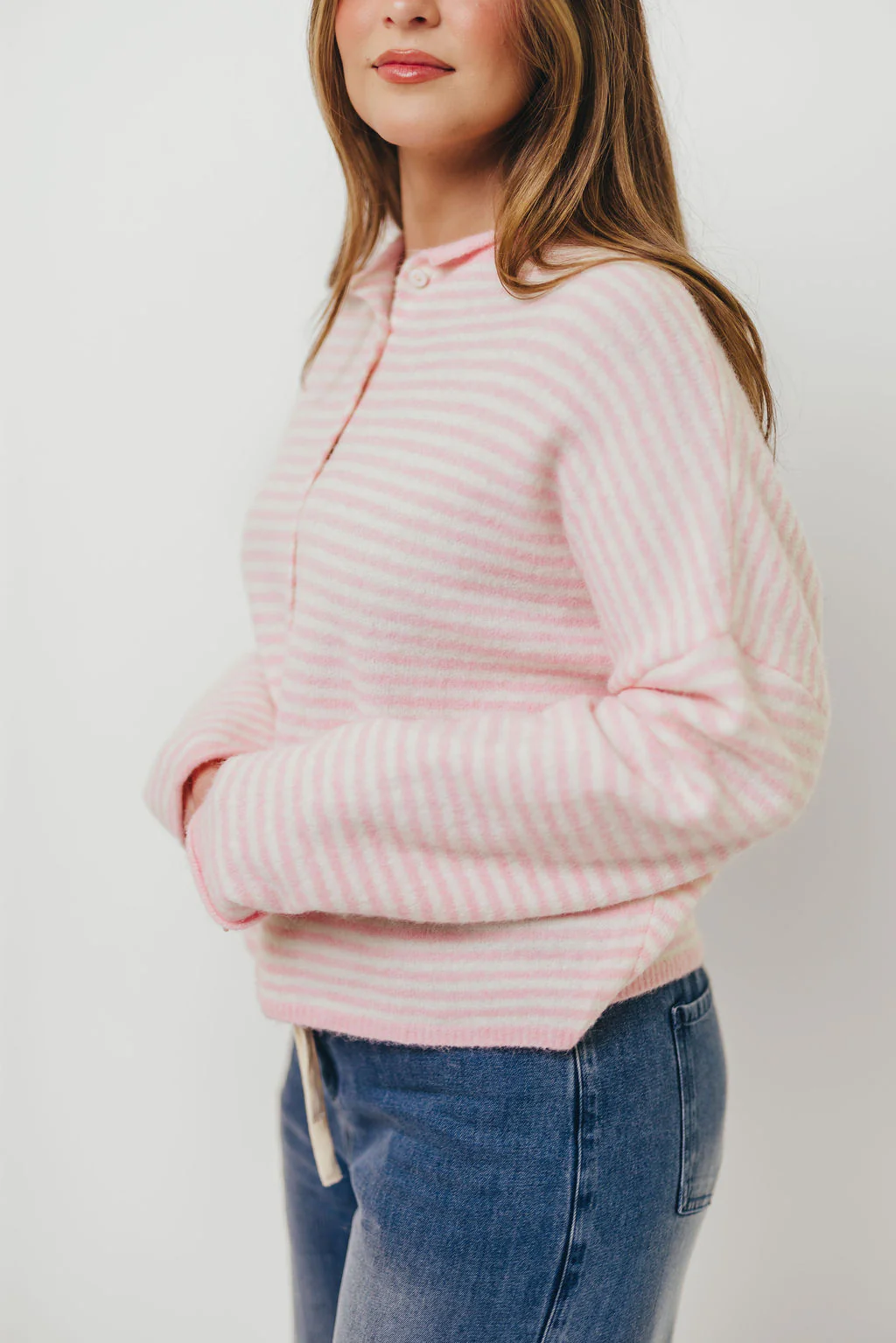 Piper Mini Stripes Cardigan in Pink - Image 13