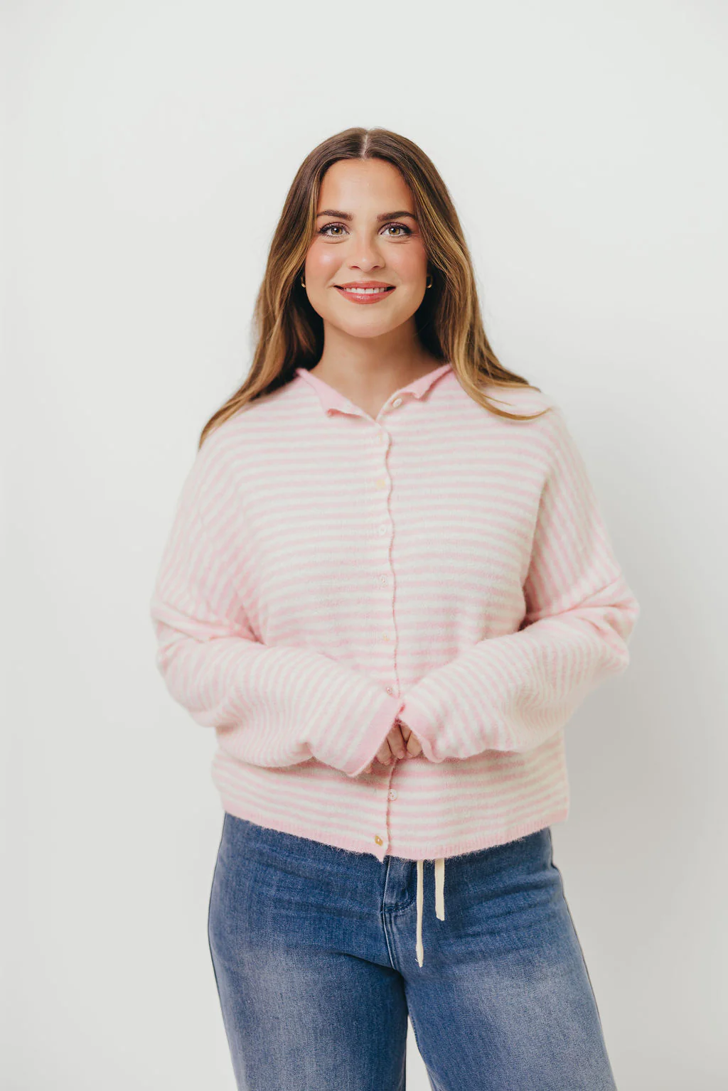 Piper Mini Stripes Cardigan in Pink - Image 4