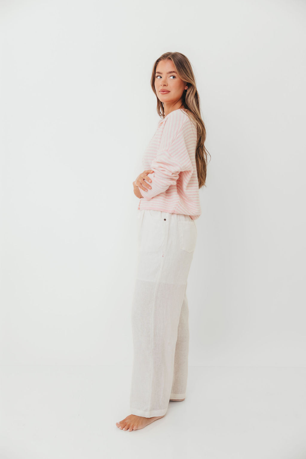 Piper Mini Stripes Cardigan in Pink - Image 7