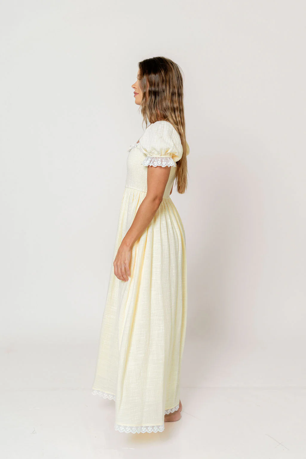 Porter 100% Cotton Maxi Dress in Butter Yellow - Image 3