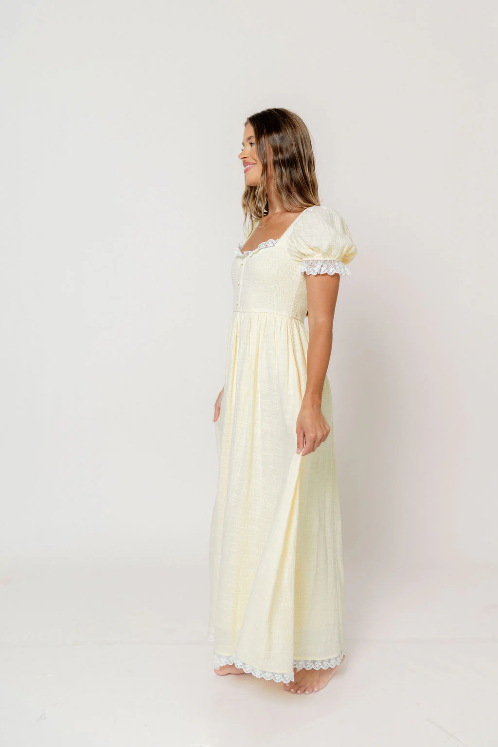 Porter 100% Cotton Maxi Dress in Butter Yellow - Image 5