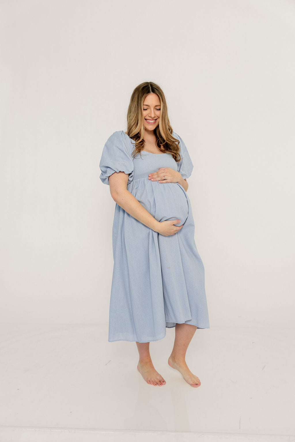 Hamilton Midi Dress in Light Blue - Bump Friendly & Inclusive Sizing (S-2XL) - Image 8