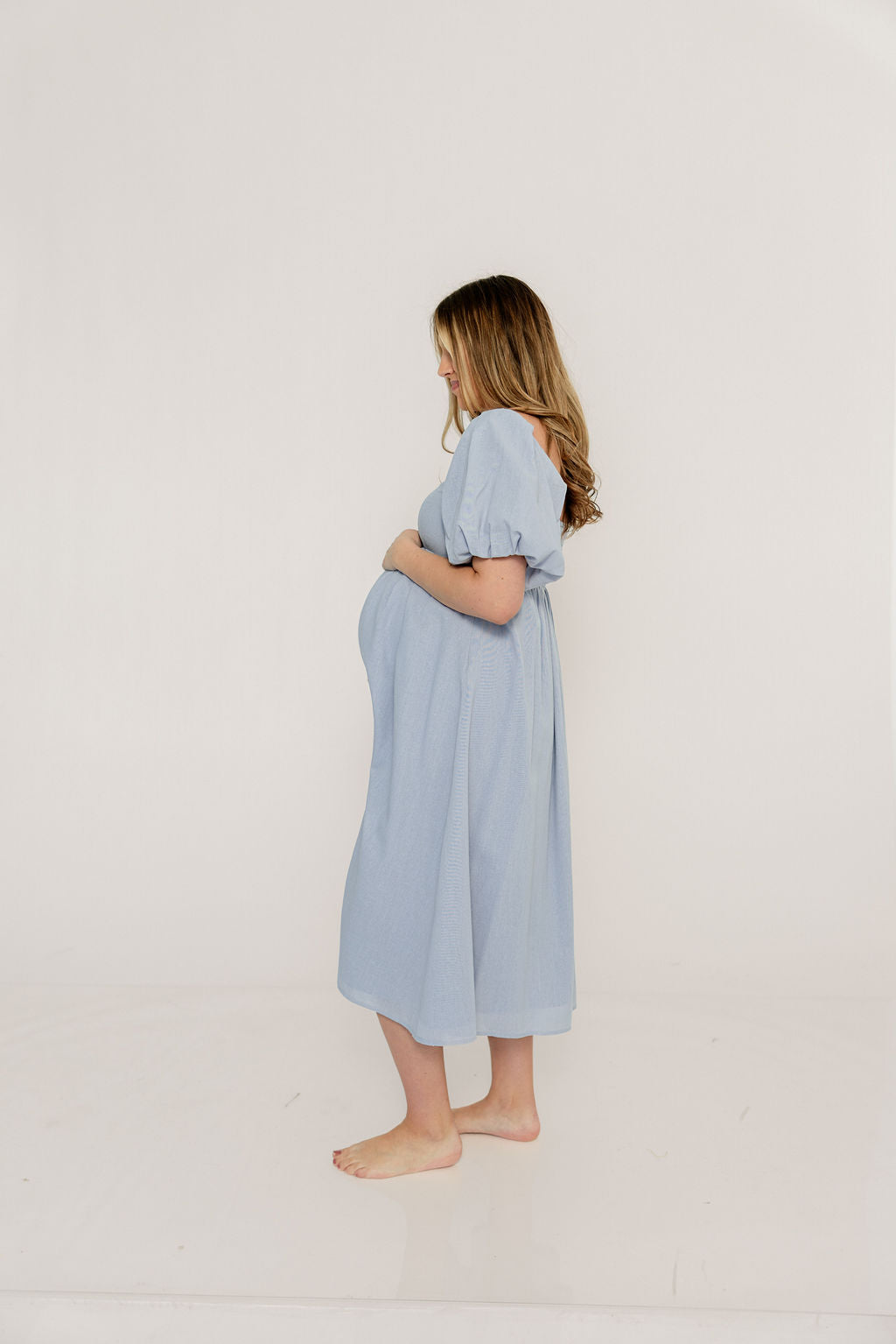 Hamilton Midi Dress in Light Blue - Bump Friendly & Inclusive Sizing (S-2XL) - Image 9