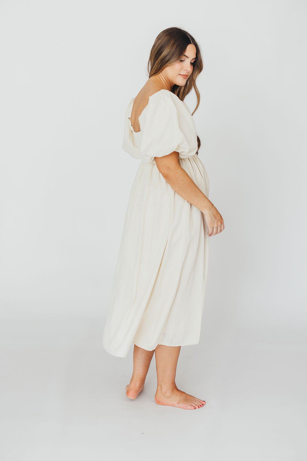 Hamilton Midi Dress in Ivory - Bump Friendly & Inclusive Sizing (S-2XL) - Image 31